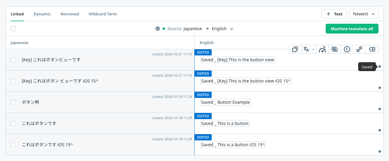 App operators see the saved translations
